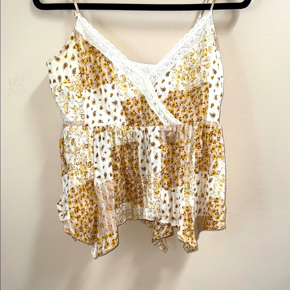 AE Floral Lace Trim Women's Top